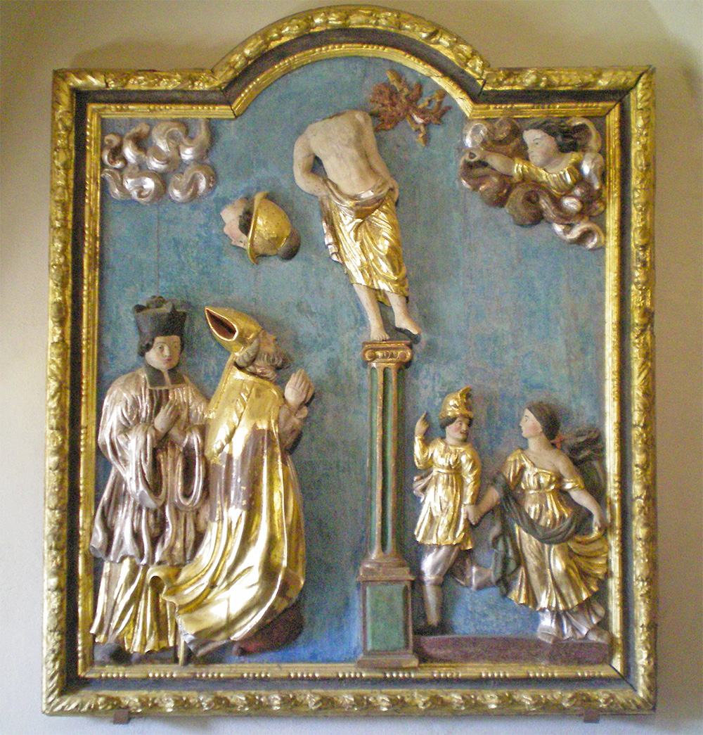 Bas-relief, cadre : saint Amans renversant l'idole des ruthenois