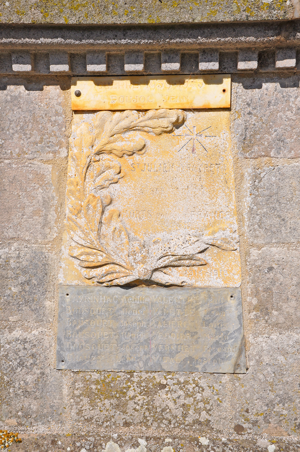Plaque commémorative de Saint-julien De Fayret