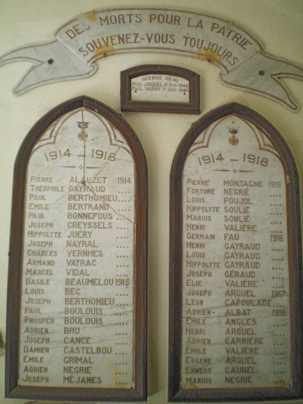 Plaque commémorative de canet-de-Salars